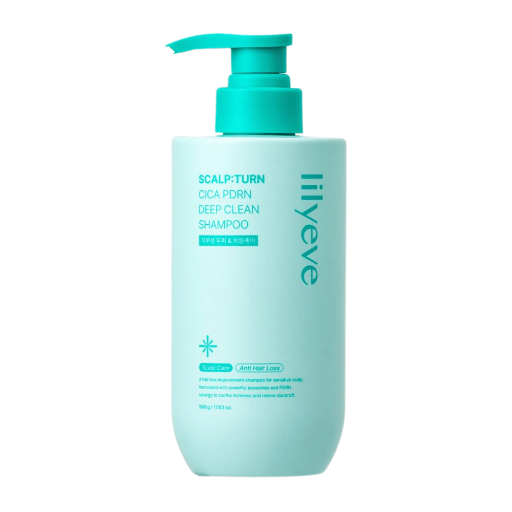 LILYEVE Scalp:Turn Cica PDRN Deep Clean Shampoo – djuprengörande schampo med Cica, PDRN och exosomer som vårdar hårbotten och bidrar till friskare hår.