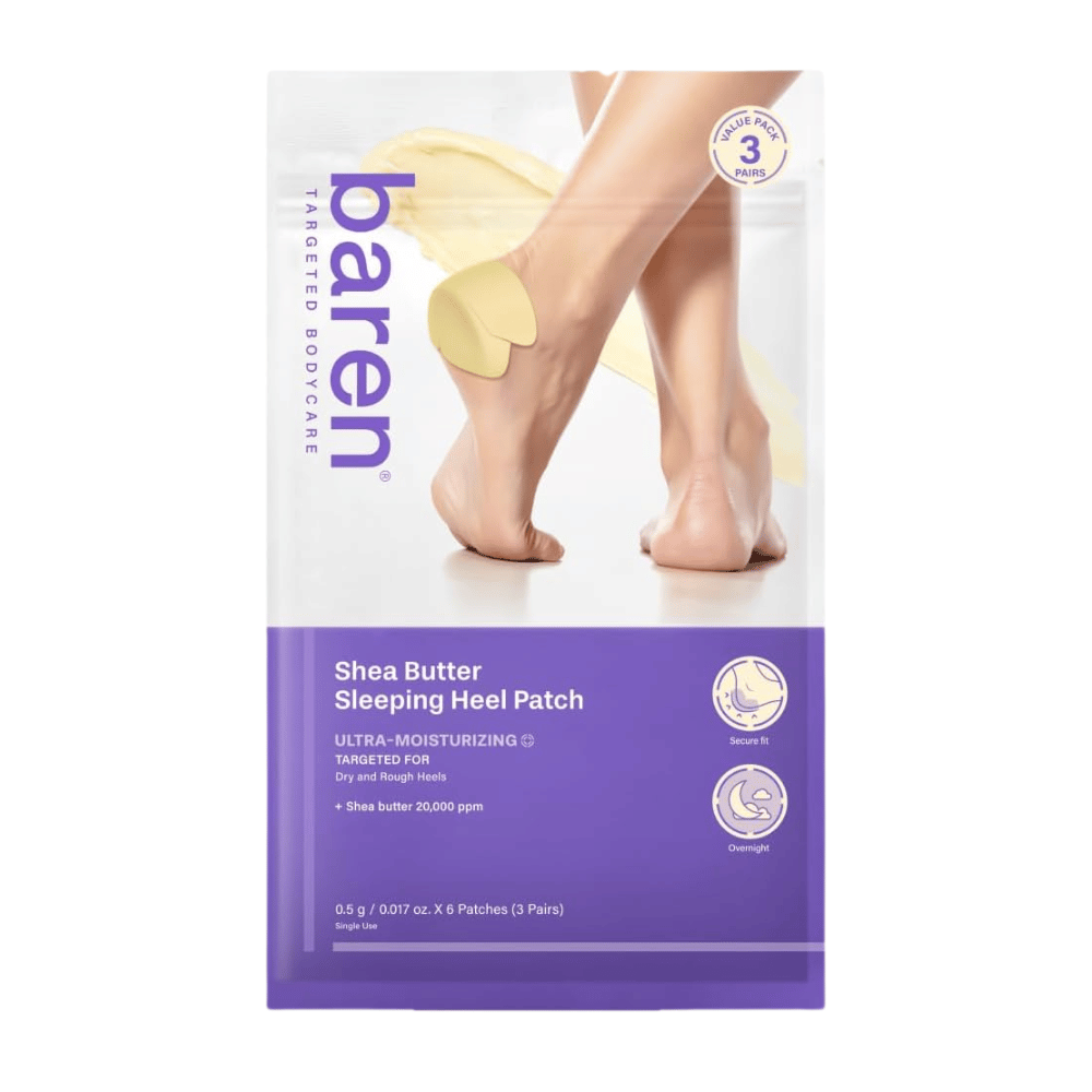 BAREN Shea Butter Sleeping Heel Patch – förpackning med 6 patches för torra och sträva hälar