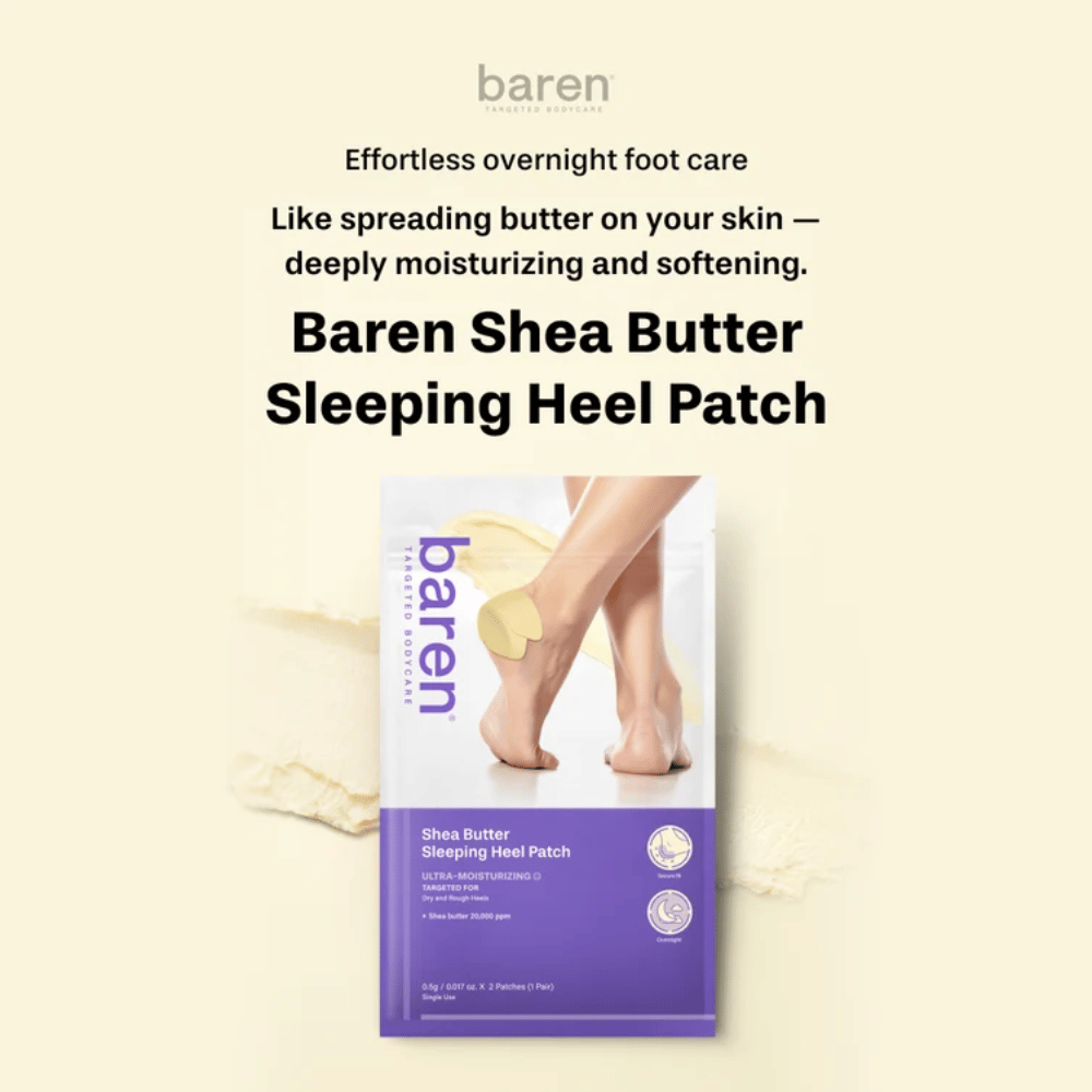 BAREN Shea Butter Sleeping Heel Patch – återfuktande nattbehandling med sheasmör för torra hälar