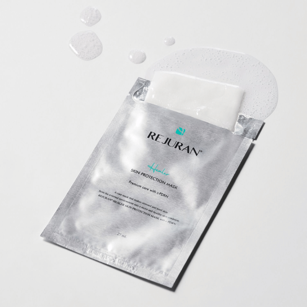 REJURAN Skin Protection Mask med c-PDRN – återfuktande sheet mask med vårdande serum för torr och stressad hud.