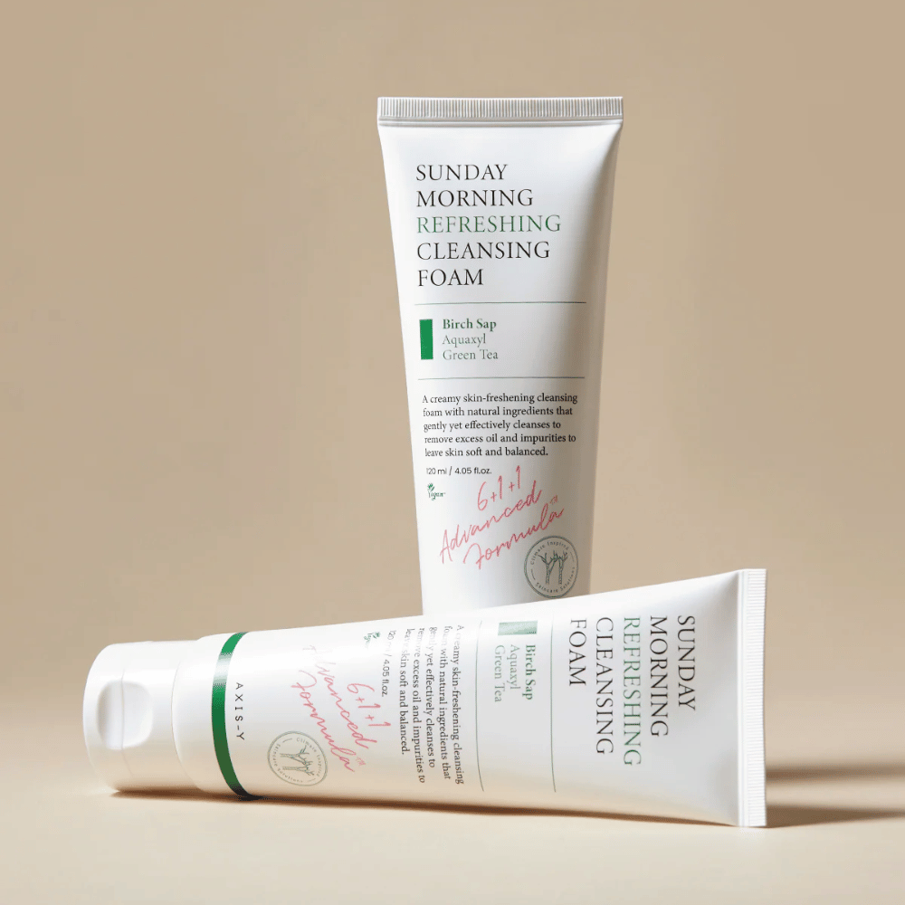 AXIS-Y Sunday Morning Refreshing Cleansing Foam med två produkter och naturliga ingredienser