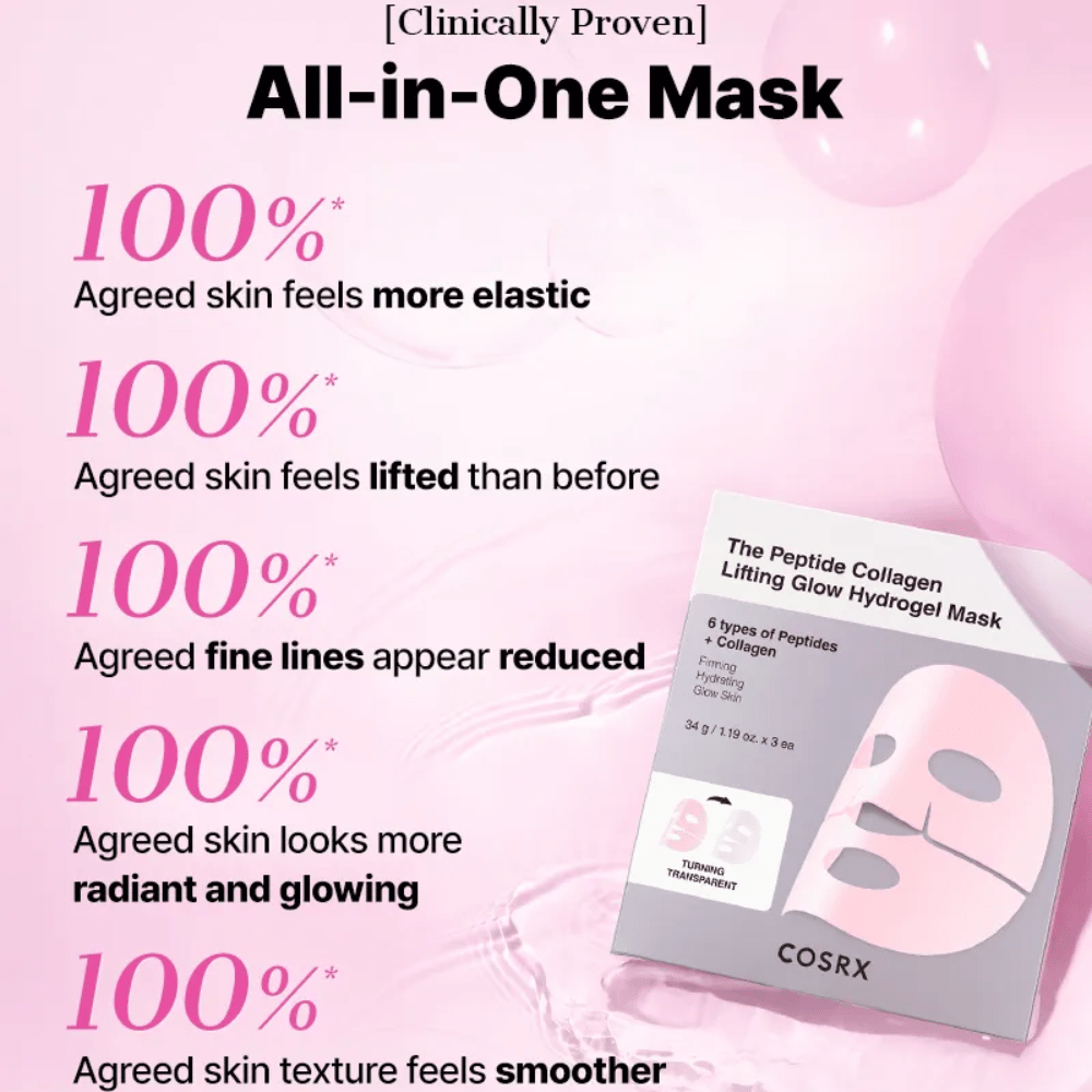 COSRX Peptide Collagen Mask – 100 % upplever fastare, mer elastisk och strålande hud med jämnare struktur.