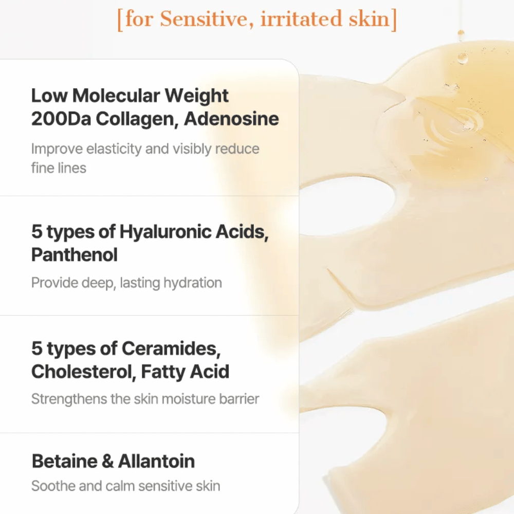 COSRX Alpha-Arbutin Discoloration Care Hydrogel Mask med ceramider, hyaluronsyra och panthenol – lugnande sheet mask för känslig och irriterad hud.