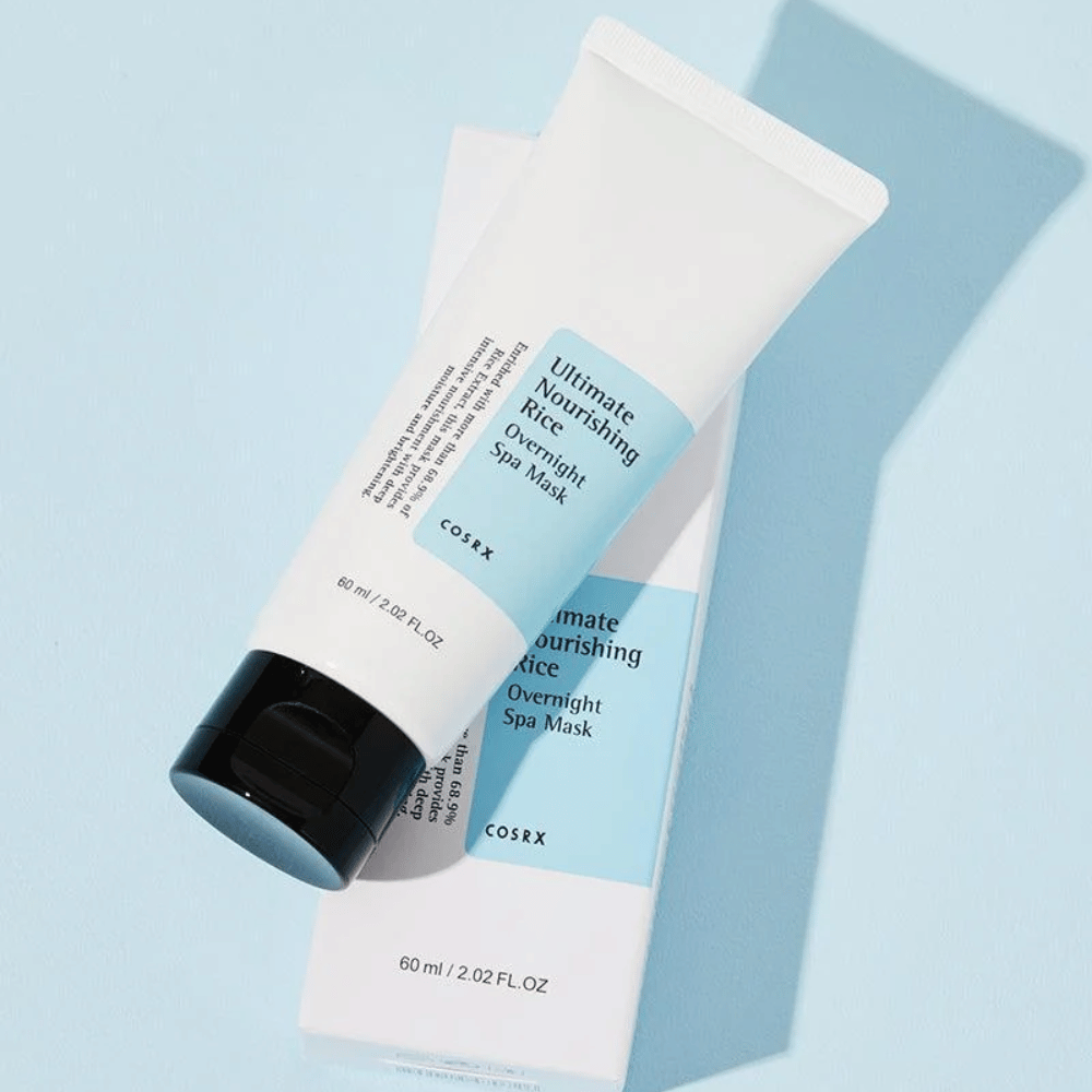 COSRX Ultimate Nourishing Rice Overnight Spa Mask med box 60 ml närande nattmask för jämnare hudton