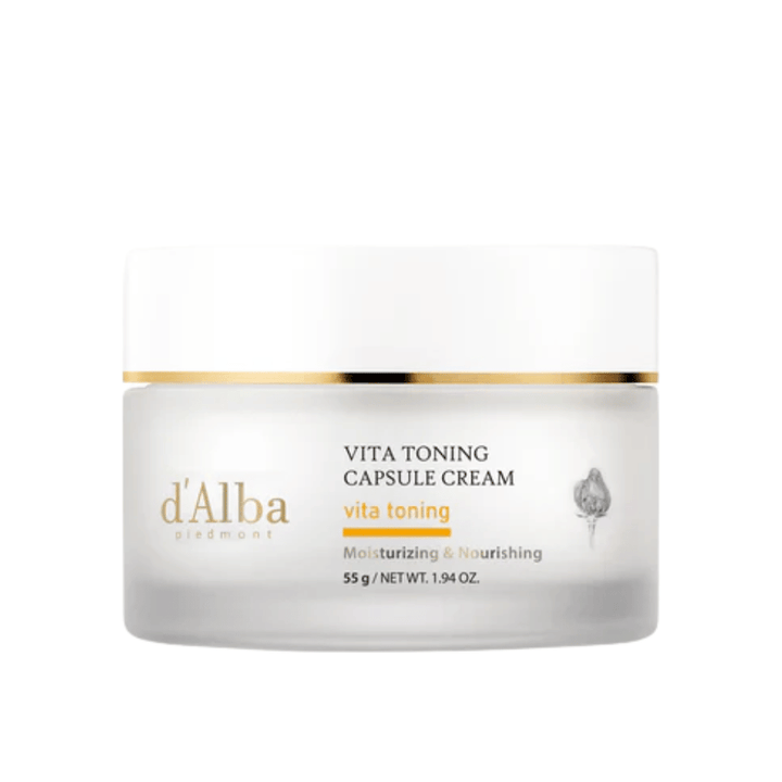 d’Alba Vita Toning Capsule Cream ansiktskräm – koreansk glow-kräm med vitaminkapslar som hjälper till att återfukta huden och ge en jämnare, mer strålande hudton.