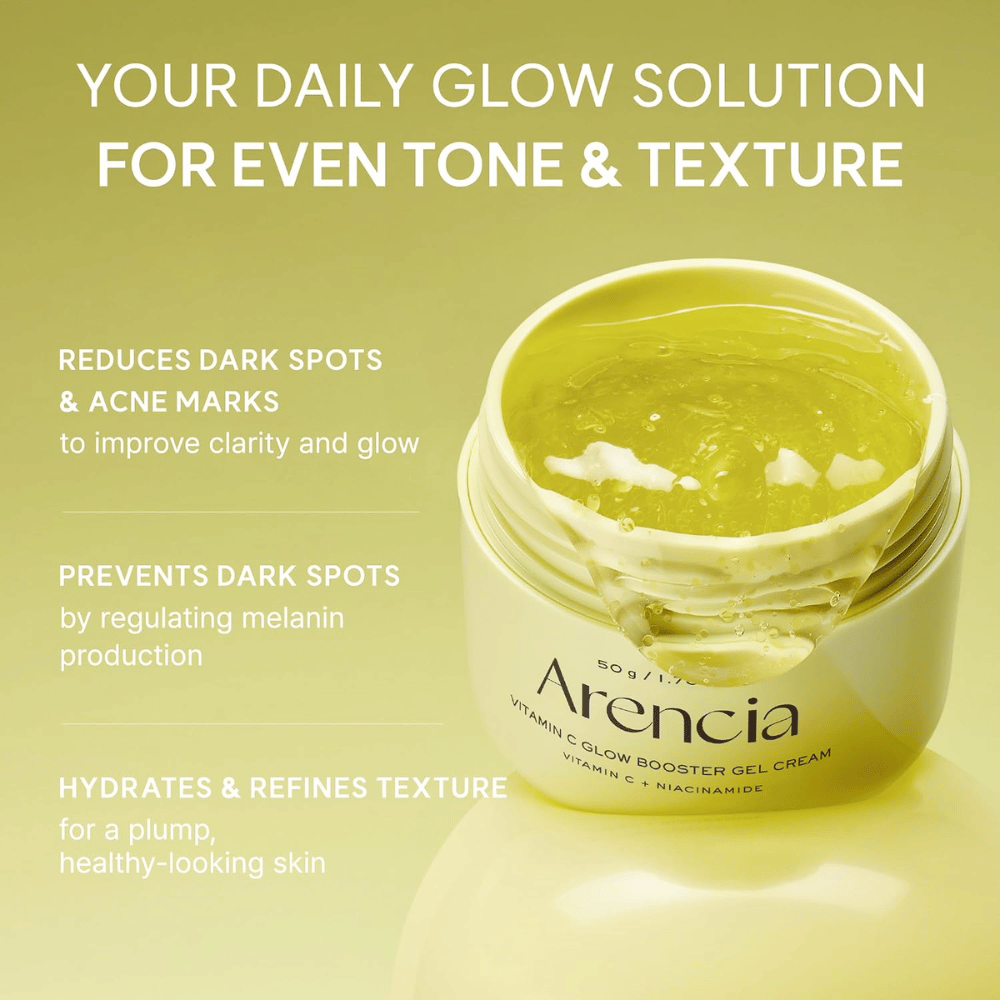Arencia Vitamin C Glow Booster Gel Cream – gelkräm mot mörka fläckar, aknemärken och ojämn hudton