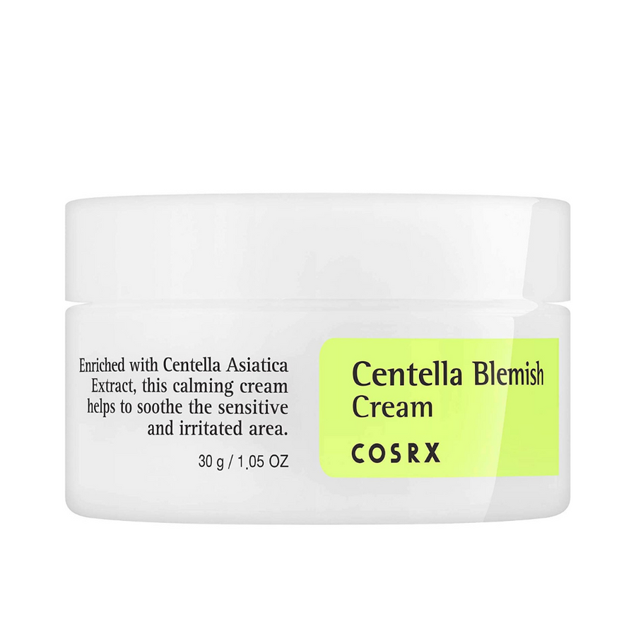 COSRX Centella Blemish Cream 30ml, perfekt för aknebenägen hud.