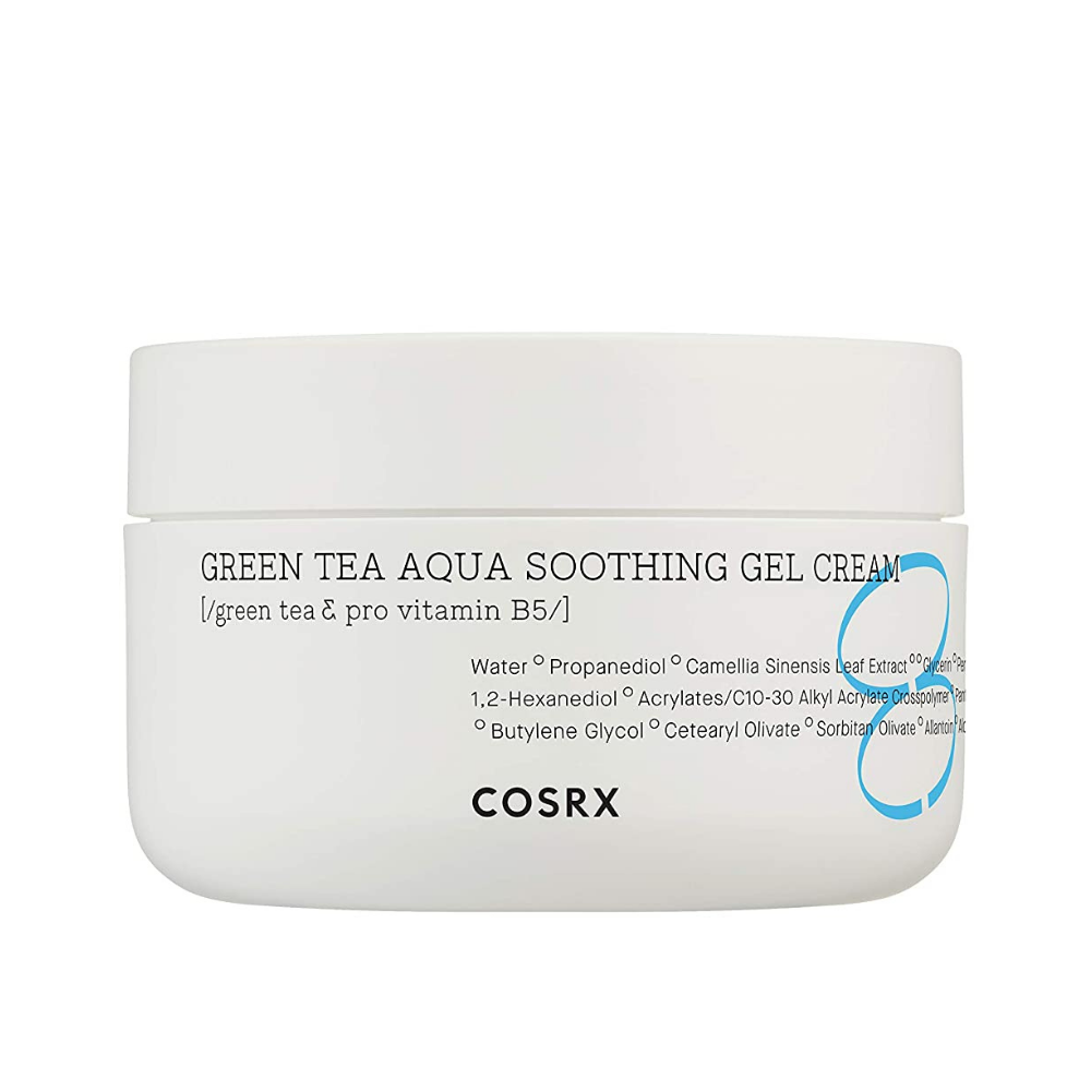 COSRX Green Tea Aqua Soothing Gel Cream 50ml som återfuktar och lugnar huden.