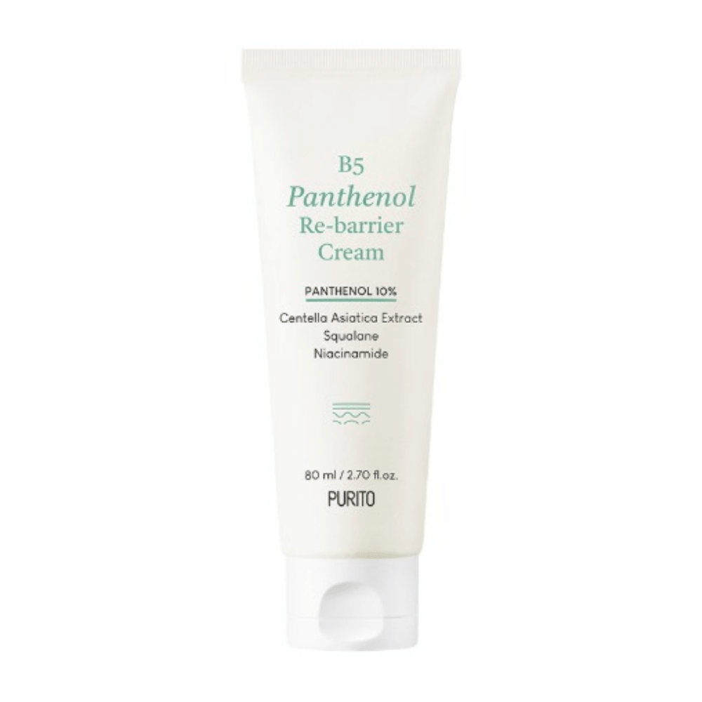 PURITOs B5 Panthenol Re-Barrier Cream 80ml för att bibehålla hudens fuktbarriär.