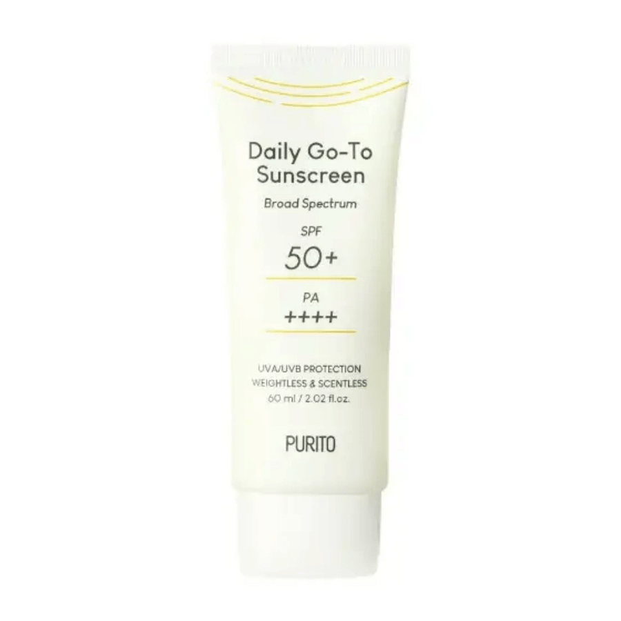 En daglig solkräm med Daily Go-To Sunscreen SPF 50+ PA++++ 60ml för UV-skydd från PURITO.